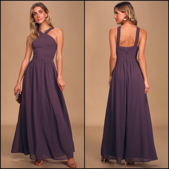 Lulus Dresses & Skirts - Lulu’s Purple Criss-Cross Halter Maxi Dress